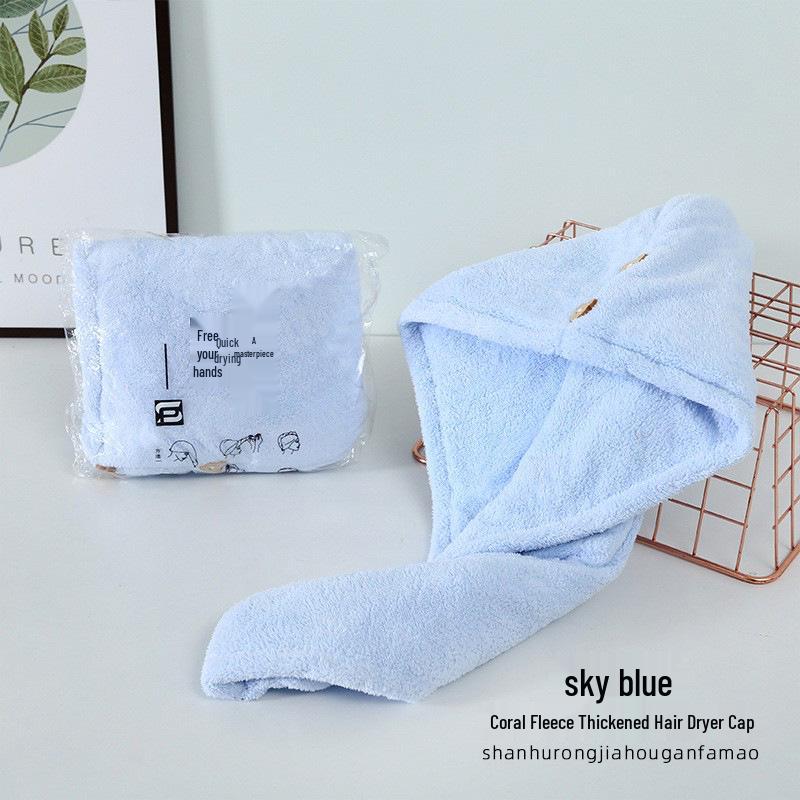 Quick-Drying Double-Layer Hair Drying Cap - Thick, Super Absorbent Coral Fleece Bath Towel
