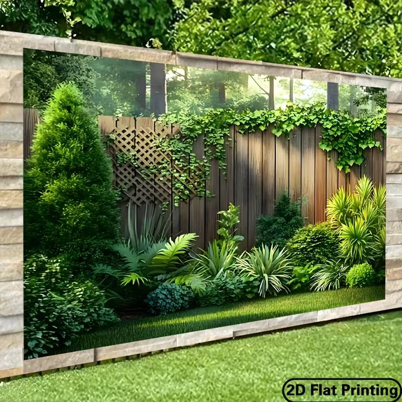 2D Garden Lattice Wood Fence Ivy Green Plant Photo Backdrop Cloth