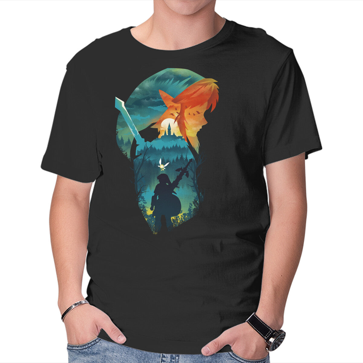 Unisex Crew Neck T-Shirt Hyrule Hero Graphic Short Sleeve Casual Tee XS