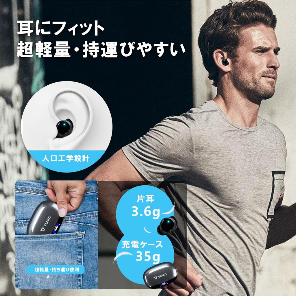 YUNIA Y100 True Wireless Earphones, Ear Wing Design with ENC Noise Cancelling, Bluetooth 6.0 IPX7, Up To 48 Hours Playback