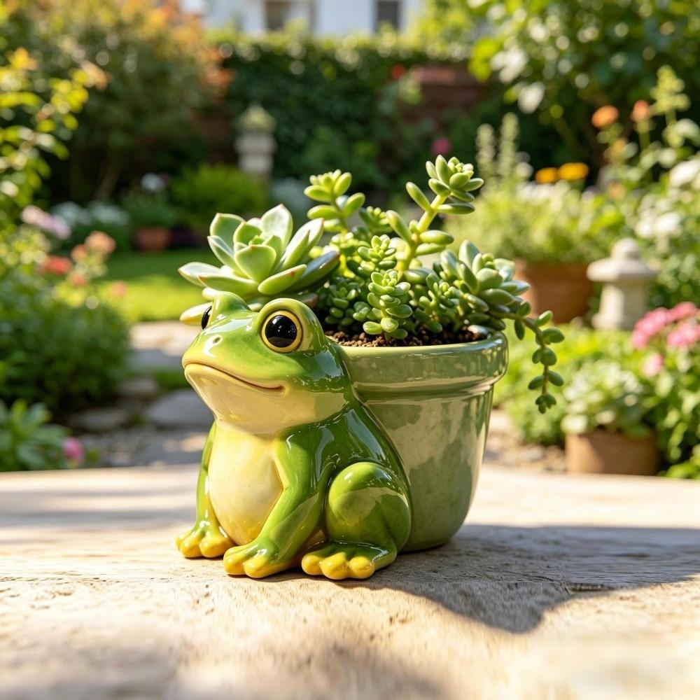 Decorative Vase Resin Potted Sculpture Thickened Garden Decor Succulent Pot Funny Pencil Holder Frog Planter Home Decor