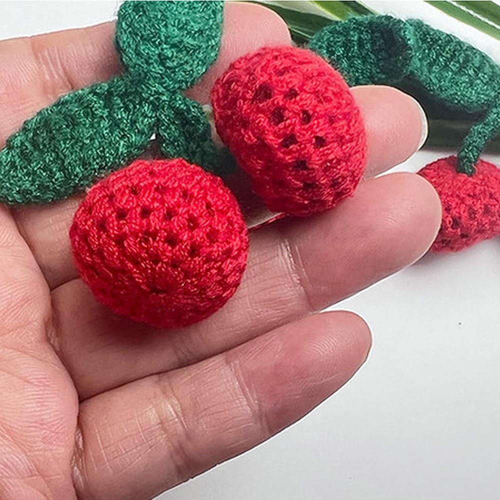 3Pcs/Set Knitting Red Cherry Brooch Hook Weaving Ornaments Fruit Chest Flower Patch Repair Clothing Accessories