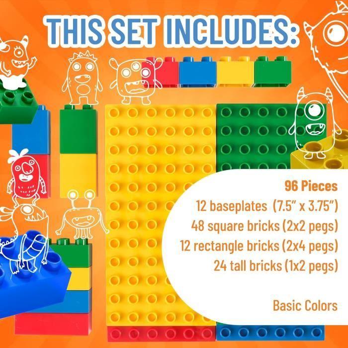 Blocs De Construction - STRICTLY BRIKS - Big Briks Set - 96 Pièces - Couleurs De Base - À Partir De 3 Ans