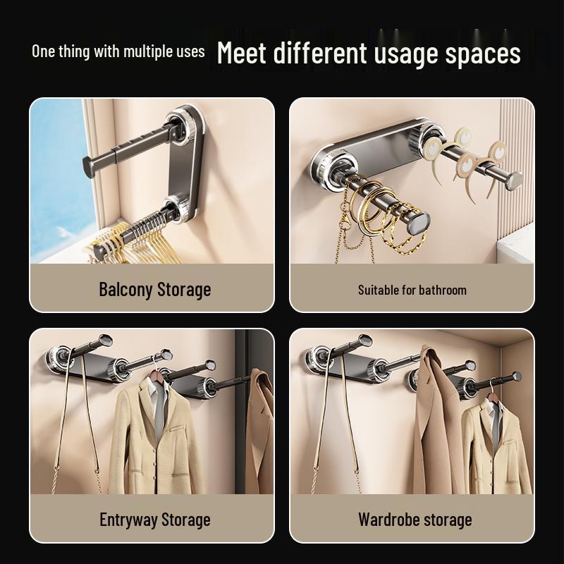 No-Drill Telescopic Wall-Mounted Clothes Drying Rack for Home Balcony