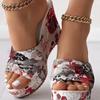 Scarpe da donna Scarpe moda Infradito casual Pantofole con zeppa aperte e stampa floreale vintage estiva