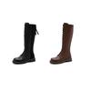 Fashion Versatile High Heel Knight Boots Large Size Black Skinny Martin Boots Women's thick-soled inner height increases but knee boots