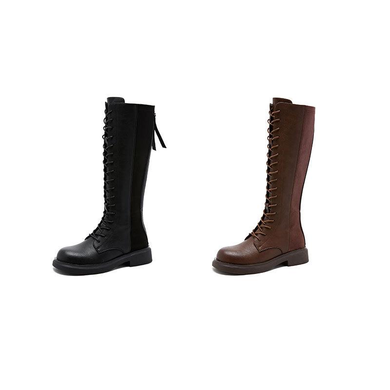 Fashion Versatile High Heel Knight Boots Large Size Black Skinny Martin Boots Women's thick-soled inner height increases but knee boots