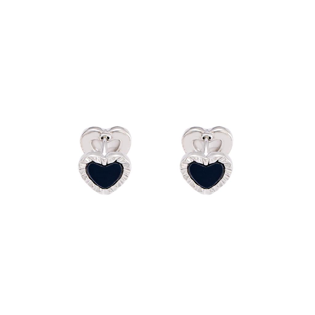 Light Luxury High-End Sense Black And White Double-Sided Love Women'S Design Fashion Temperament Simple Earrings