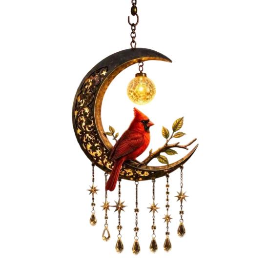 Dreamy Balcony Wind Chime Fairy Moon Pendant, Acrylic Hanging Ornament with Star Sunproof Patio & Crystal Decors for Garden Patio Outdoor Weatherproof