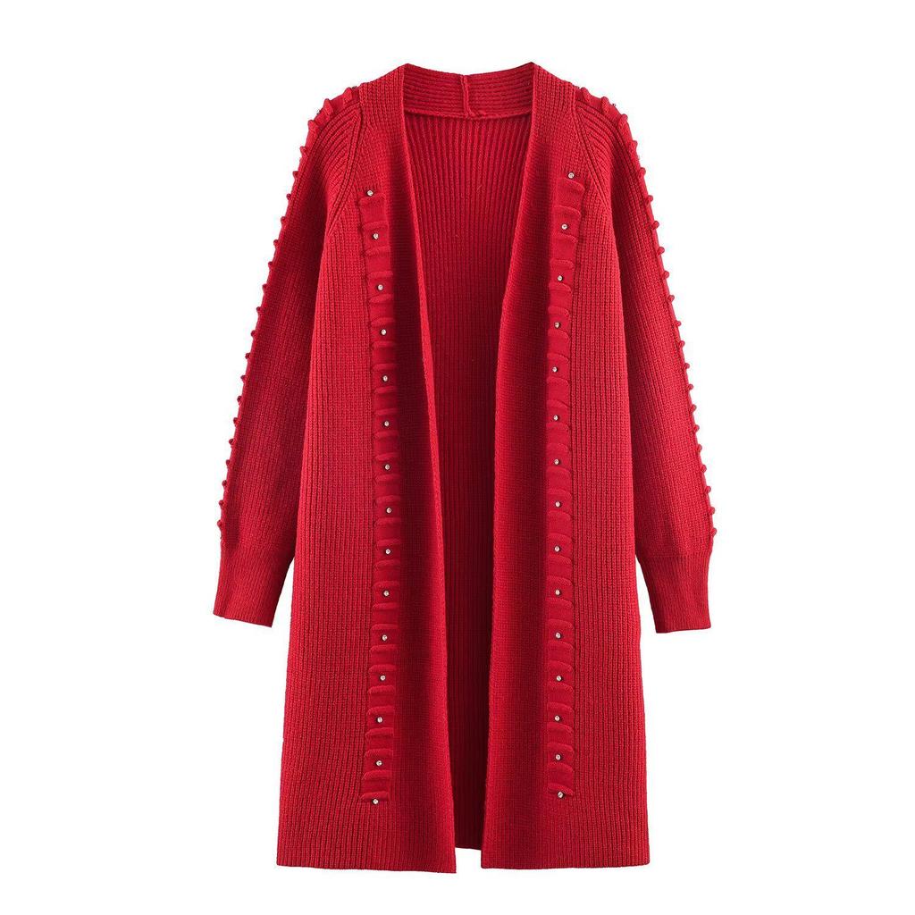 European and American Women's Fashion Rivet Knit Cardigan Jacket