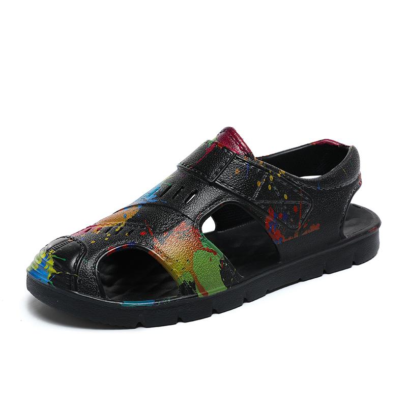 

Модные новые летние дышащие ленивые сандалии Мужские модные граффити Пляжные лоферы Шлепанцы Мужские ультралегкие слипоны Повседневные сандалии для мужчин 38-39