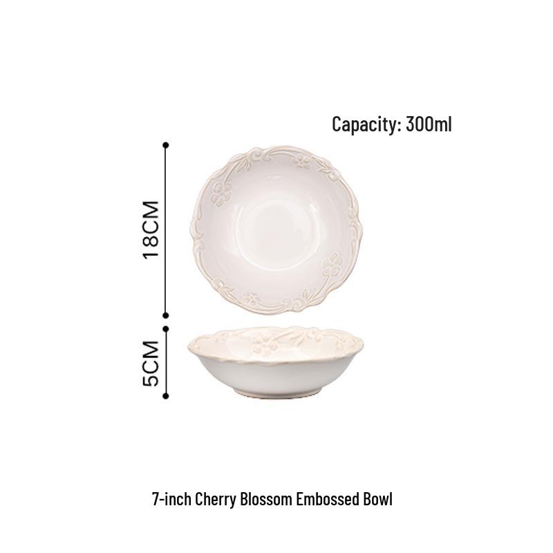 Elegant Retro Embossed Ceramic Dinner Plate Collection