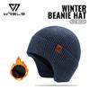 WRELS Unisex Winter Beanie Earflap Add Fleece Warm Cap Thermal Windproof Hat with Earflap Outdoor Thicken Ski Sports Knitted Hat