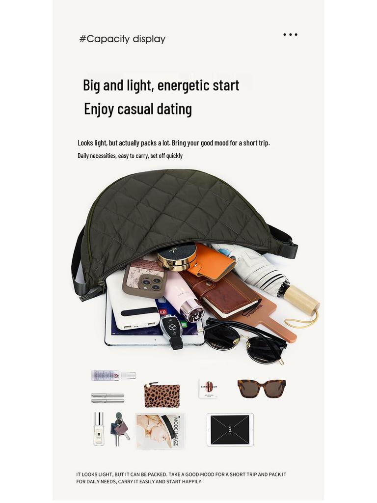 Women's Trendy Nylon Dumpling Bag - Large Capacity Shoulder/Crossbody for Autumn/Winter 2025