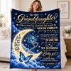Personalized To My Granddaughter Blanket, Custom Butterfly Moon Throw, Grandma to Granddaughter Gift, Sentimental Fleece Keepsake