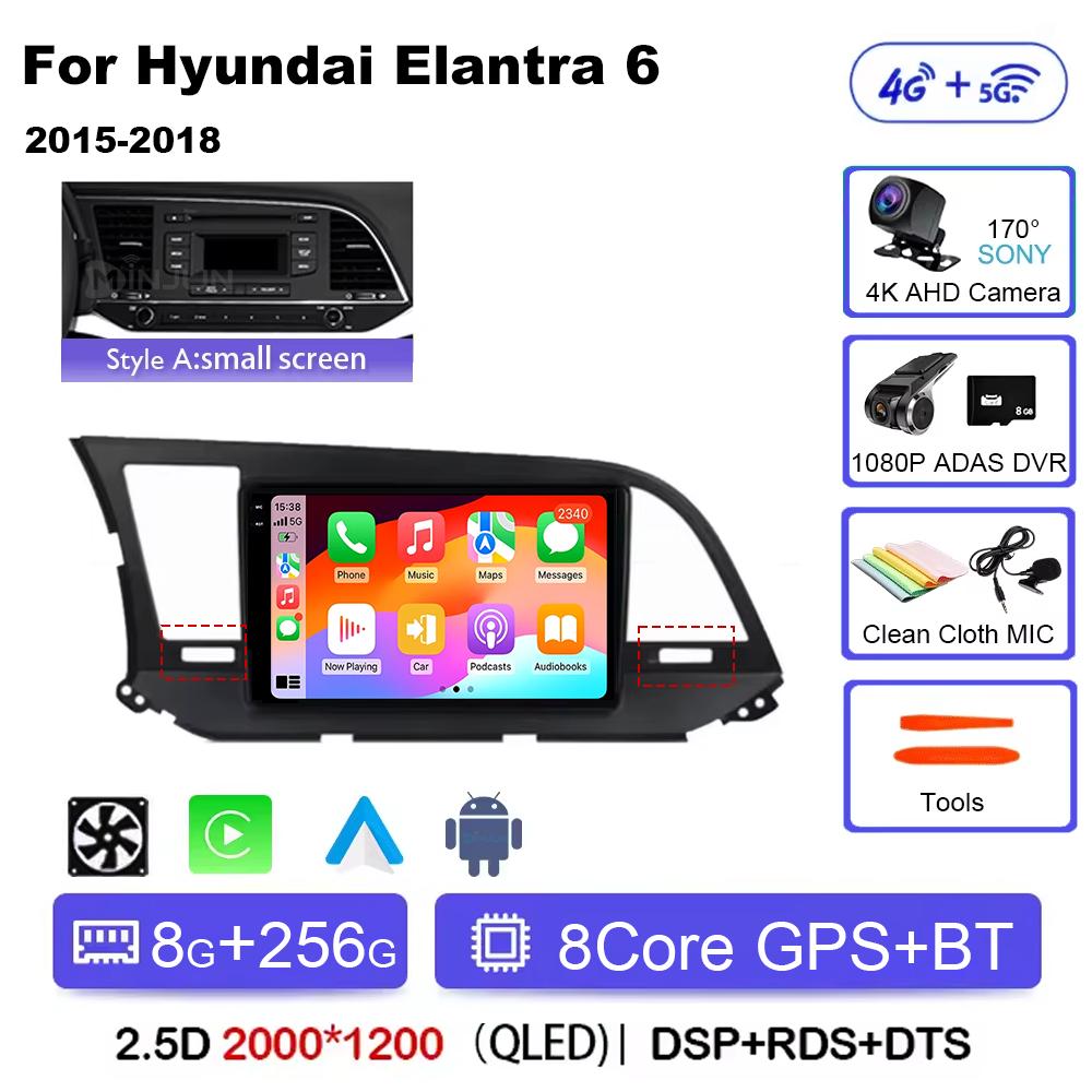 Android 14 Qualcomm Car Radio For Hyundai Elantra 6 2016-2018 Multimedia Video Player Stereo Touch Screen WIFI 4G Navigation GPS