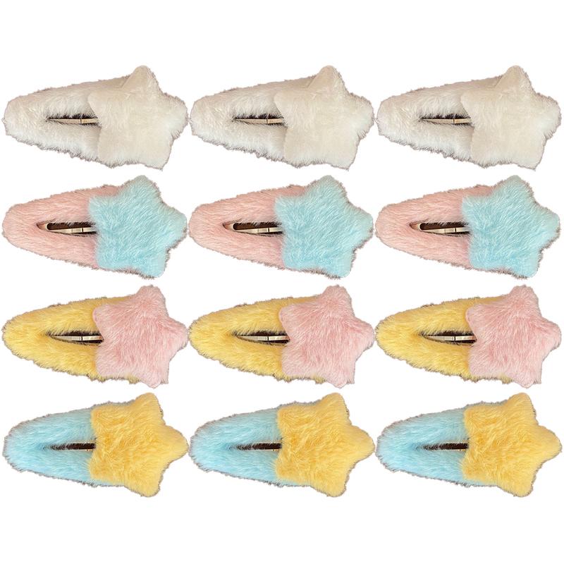 New Sweet Plush Hairpin Women Cute Star Shape Hair Clips Large Side Broken Bangs Bb Clip Fashion Girls Hair Accessories