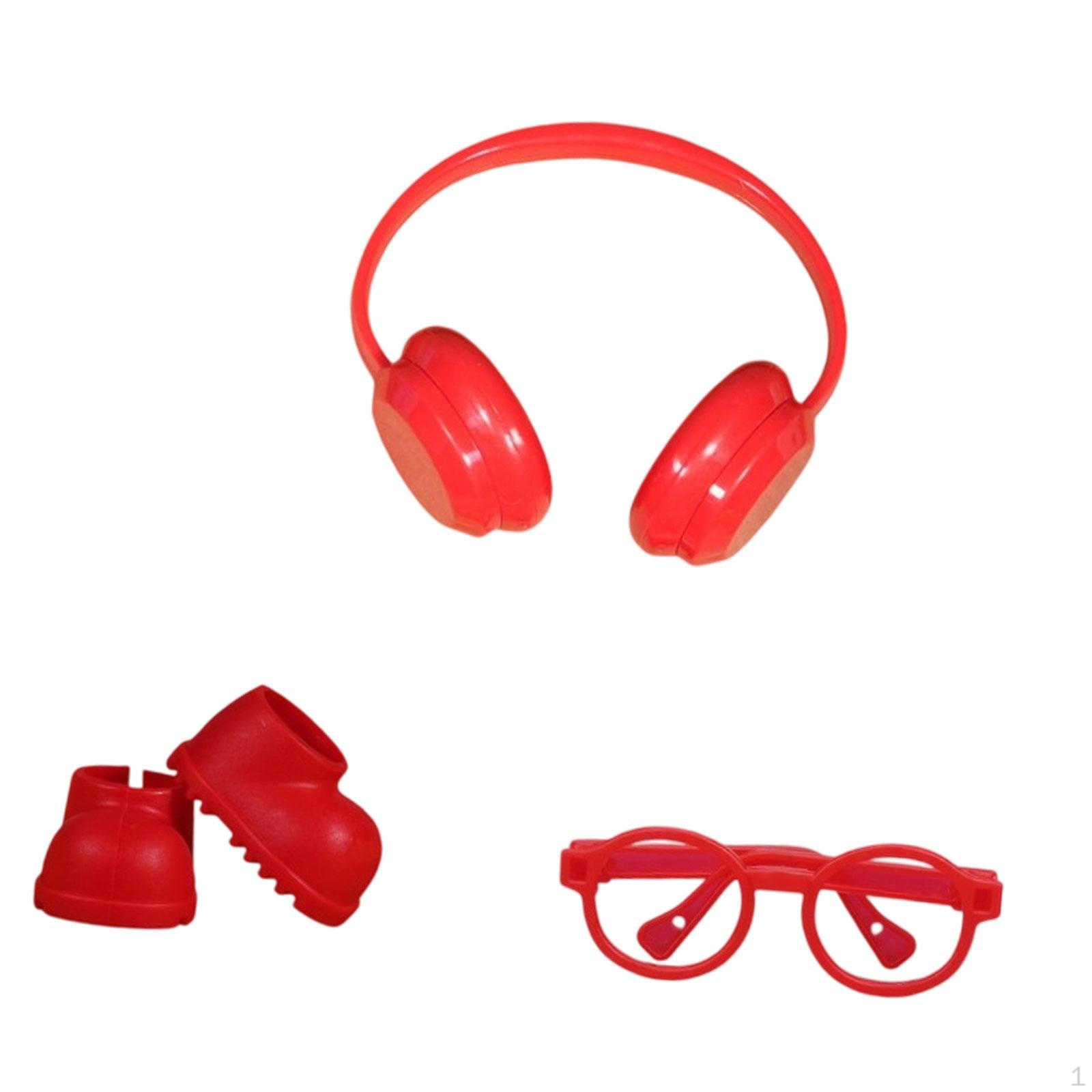 

Аксессуары для кукол, Мини-резиновые сапоги с наушниками и очками 6,69 дюйма красный