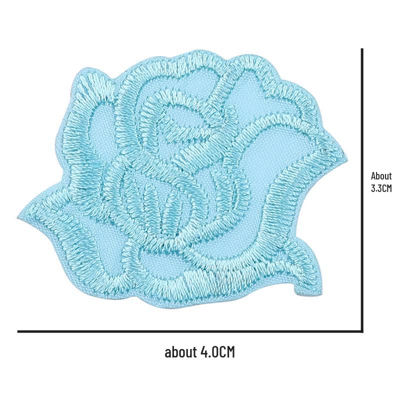 Self-Adhesive Small Embroidered Rose Patch - Fabric Jacket Label & Journal Decoration