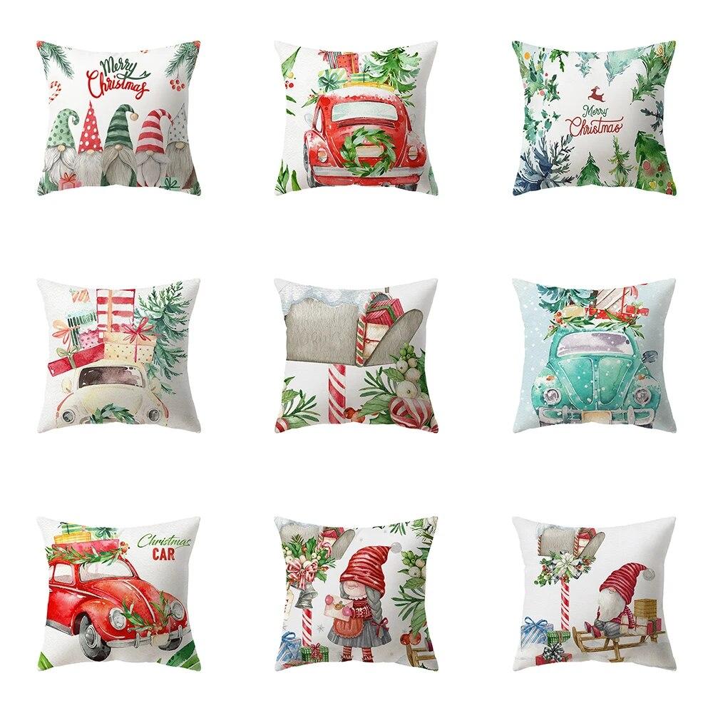 

Рождественская тема Санта-Клаус с принтом, полиэстеровый чехол для подушки, домашняя гостиная, украшение для дивана, подушка, наволочка