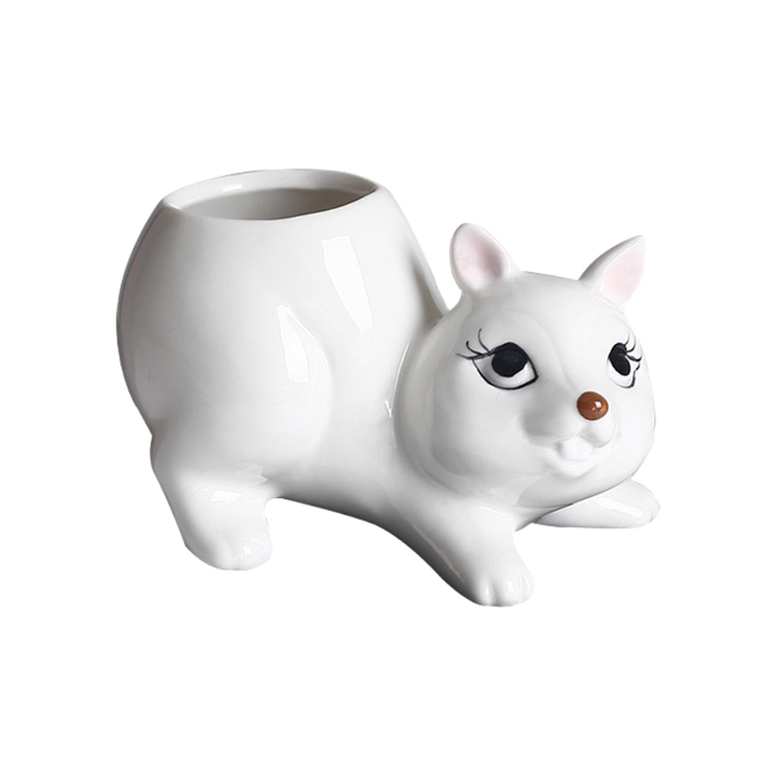 

Керамический горшок для суккулентов, кашпо в виде белки, горшок для растений, цветочный горшок, украшение для суккулентов, кактусов, контейнер для дома, балкона белый