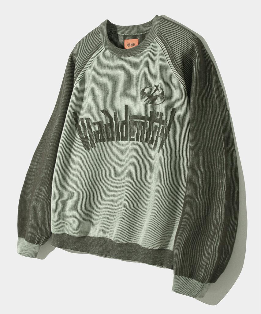 Dimiteulibeullaeg Vlad Type-A Two-Tone Knit Sweatshirt_Olive