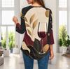 Ladies Plus Size Three Quarter Sleeve Shirt Pointed Hem Loose Breathable Casual For Office Daily Wear