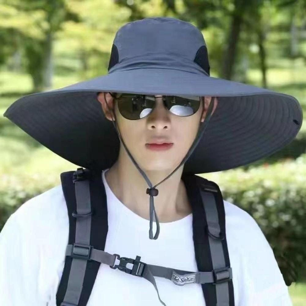 Portable UV Sun Protection Wide Visor Brim Hat 15CM Large Brim Breathable Sun Protection Hat Foldable Bucket Cap Men