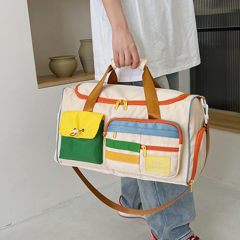 Sports Gym Bag Contrast Color Business Travel Bag Large Capacity Overnight Luggage Bag with Shoe Compartment for Outdoor Travel