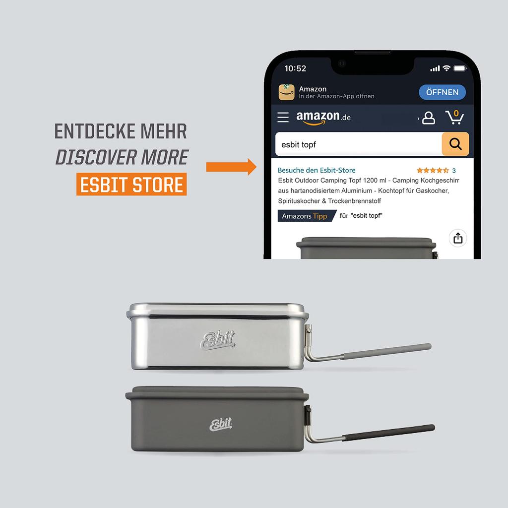 Esbit Camping Outdoor Pot Cooker Aluminum Pot 1200ml ESPT1200HA