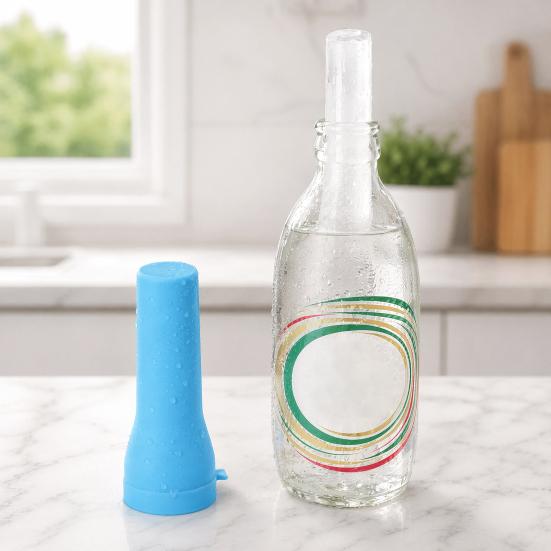 Striped Silicone Ice Stick Tray, Food Grade Narrow Ice Cube Mold for Bottles, Easy Release Ice Maker with Leakproof Lid