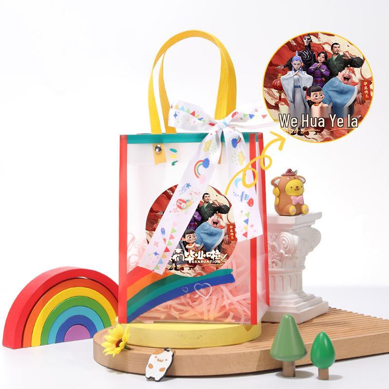 Kindergarten Party Favor Gift Bag with Transparent Handle for Back-to-School and Birthday.