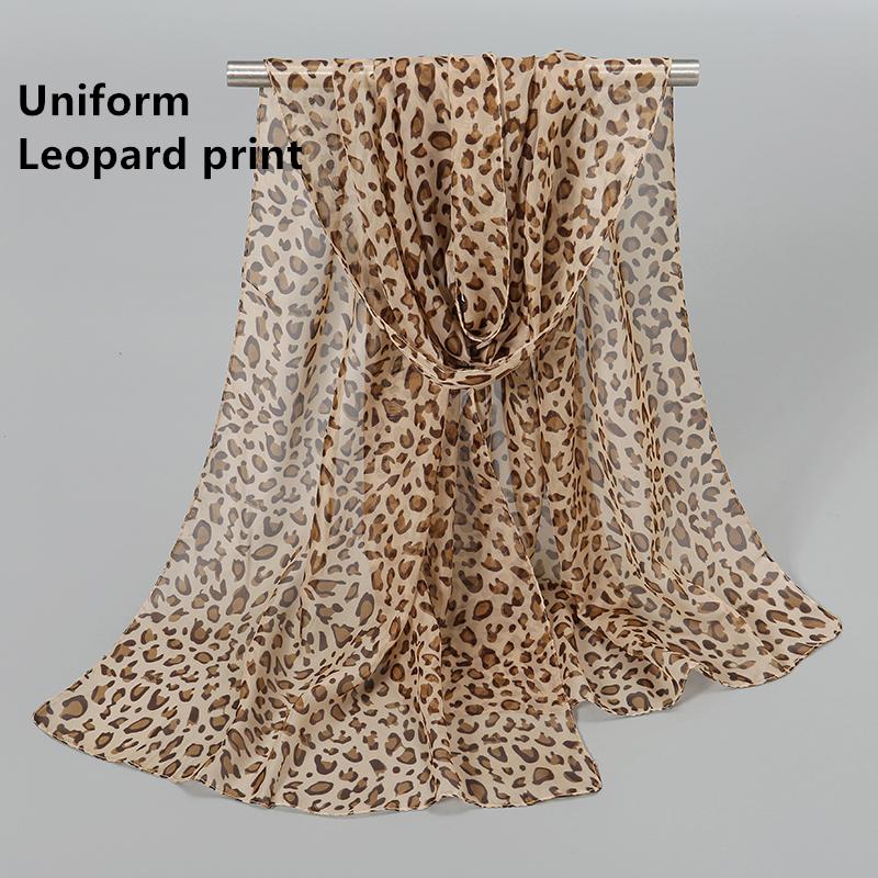150*50cm Spring New Leopard Print Scarf Women Long Shawl Light Soft Georgette Chiffon Hijab Classic Leopard Print Beach Towel