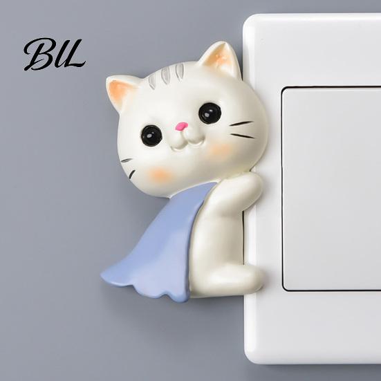 Animal Wall Art for Kids Room Cute Cat Light Switch Sticker, Adorable Kitten Self?Adhesive Socket Panel Concealing Flaw Decor Cover Decor,