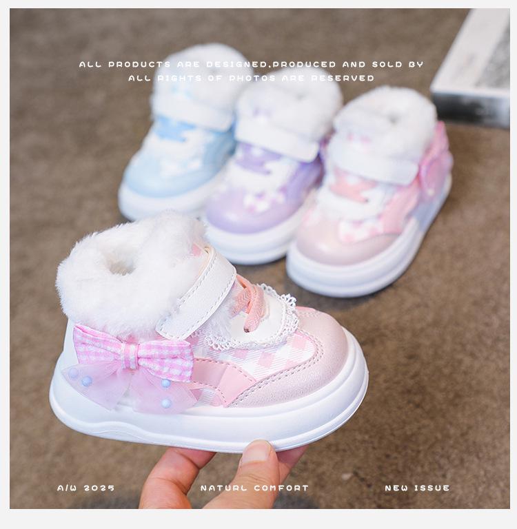 Girls' Warm Cotton Sports Shoes: Cozy Fleece Infant and Toddler Flats