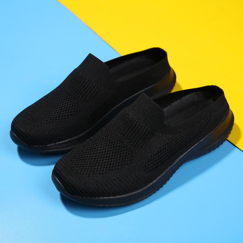 Foreign Trade Large Size 35-42 Women's Shoes Spring Casual Sports Socks Shoes Half Tray Lightweight Breathable Cloth Shoes Soft Sole