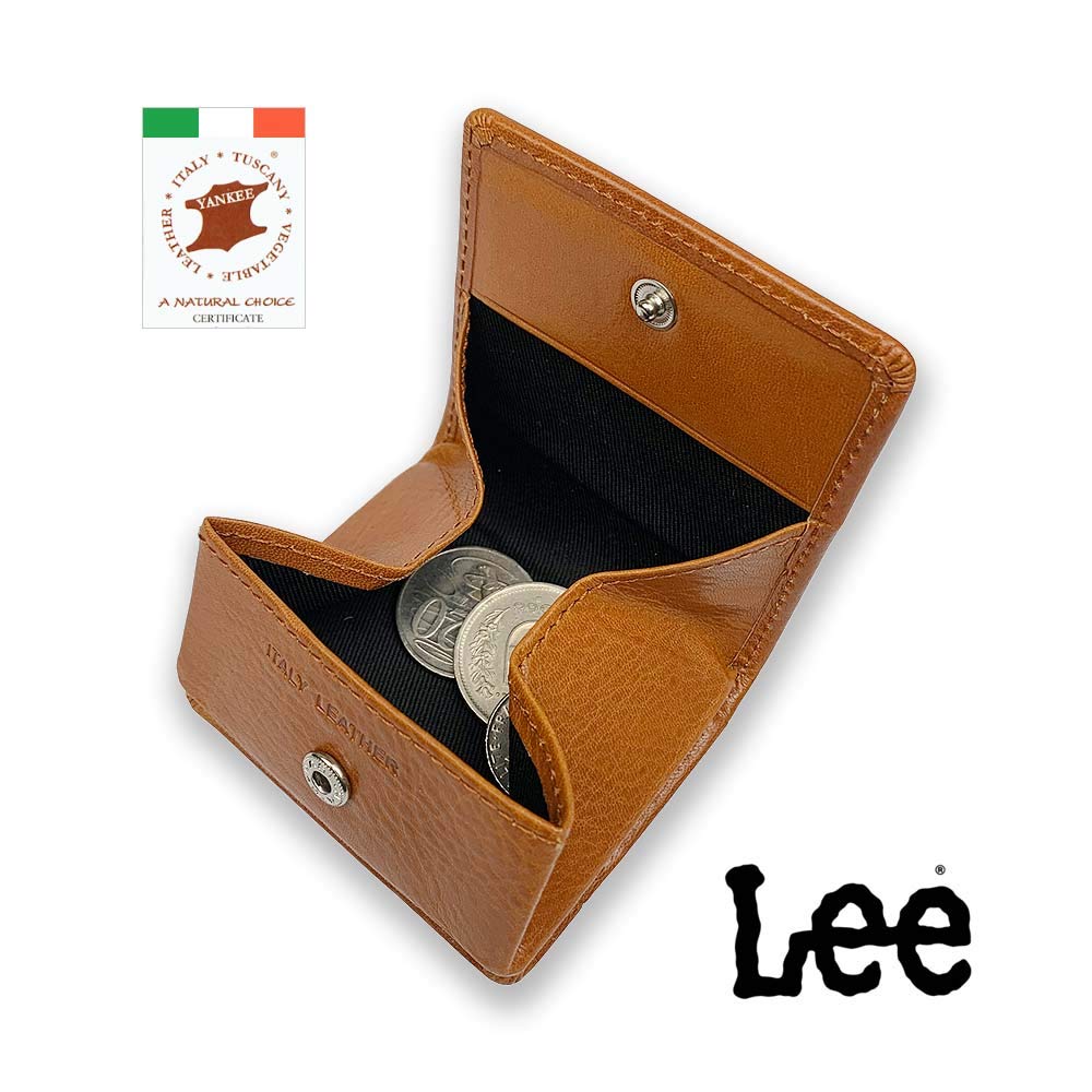 Lee Colors Luxury Italian Leather Coin Real Leather [8 Available] Box-Shaped Case, (0520512) (Navy)