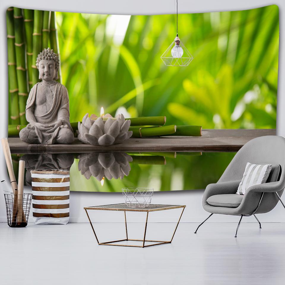 Buddha Wandteppich Blume Wandbehang Räucherkerze Buddha Statue Heimkunst Dekoration Schlafzimmer Wohnzimmer Hängevorhang