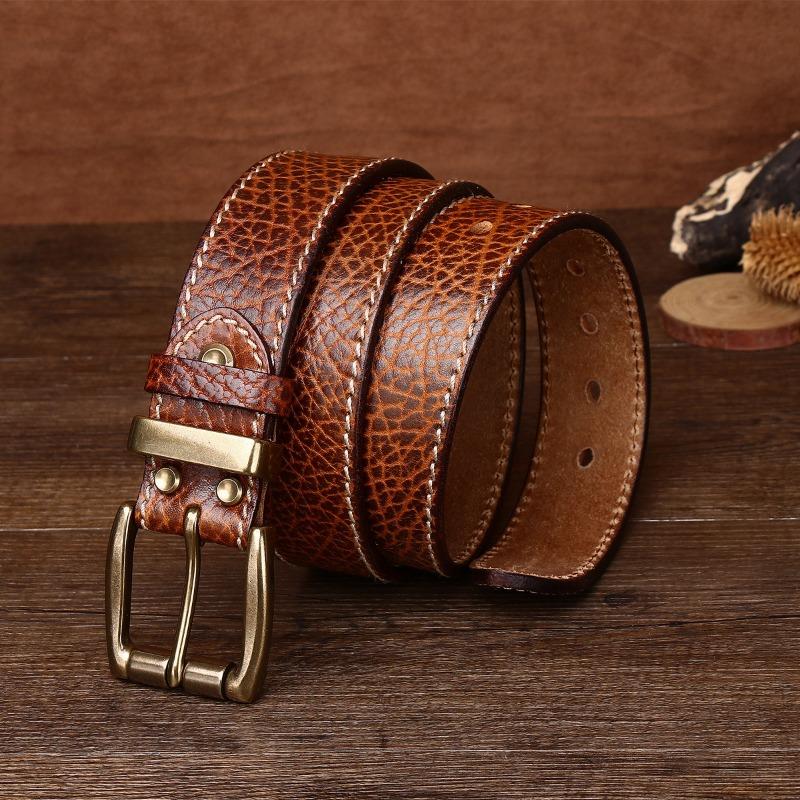 Neuer Retro Personalisierter Ledergürtel Herren Kupferschnalle Lokomotiv-Jeansgürtel Trendig