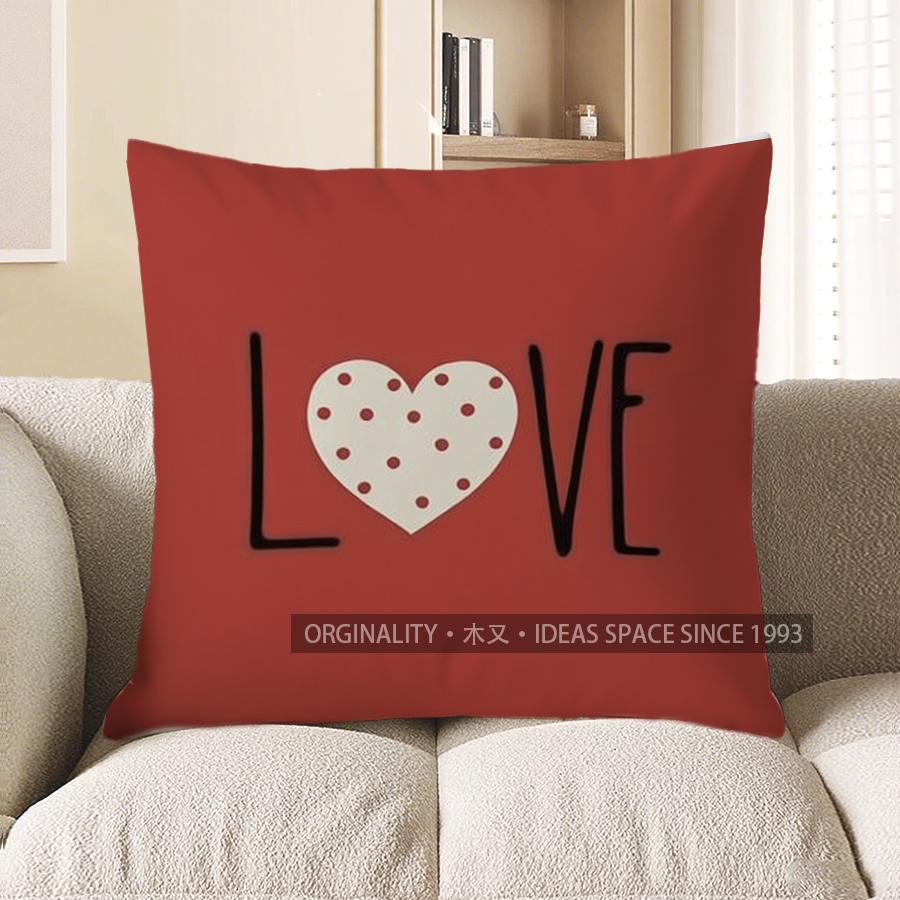 Home Decor Red Heart Love Quote Throw Pillow Cover Pattern Cushion Cover Suitable for Sofa Bedroom Car Pillow Cover