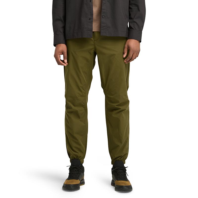 Timberland Solid Color Mid Waist Cuffed Outdoor Lightweight Casual Pants Men Bottoms Dark-Olive-Green A5XFF-302