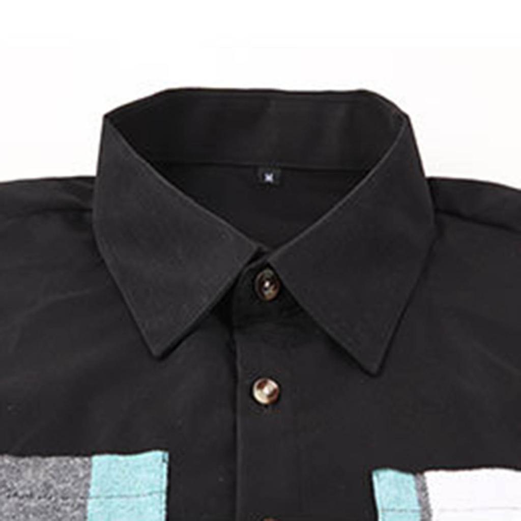 Men's Color-blocked Shirt Long Sleeve Men's Casual Fashion Trend With Pocket Shirt Jacket