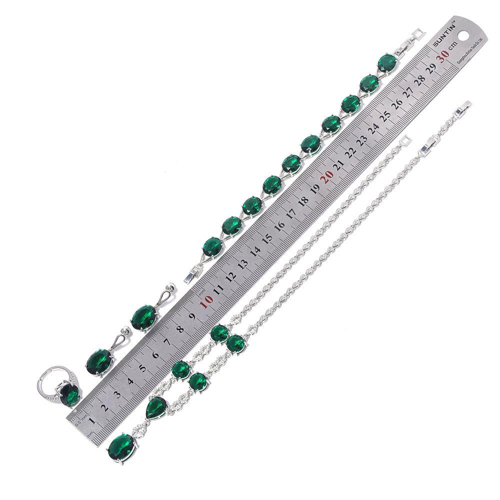 Rainbow Zircon Jewelry Set High-End Set, Red And Blue Gradual Change Bridal Necklace Jewelry Set Multi-Color