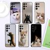 Coque de téléphone Memes de Chat Pour SamsungS24,S23,S22,S21,Ultra Pro S10,S30Plus,S9,20lite Coque Noire