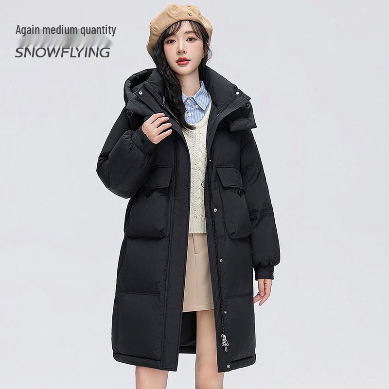 SNOWFLYING Women's Mid-Length White Duck Down Jacket X30147392F