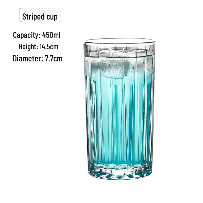 Qianxing 450ml Striped Glass Wine Cocktail Champagne Cups - Set of 6