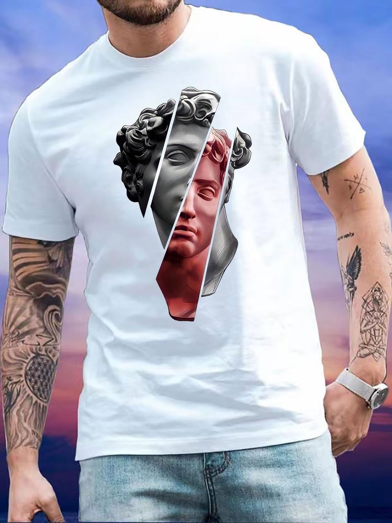 Konstnärligt Porträtt Grafiskt Tryckt Kortärmad Lyxig Bomulls T-shirt Sommar Unisex Män Kvinnor Casual Lös Mode Trendig