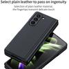 Plain Leather Case for Samsung Galaxy Z Fold 5 Ultra-thin Bracket Holster Shell-membrane Drop Full Protection Cover