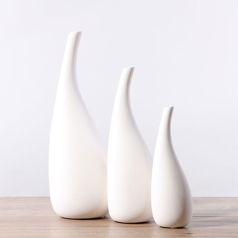 Modern Minimalist White Ceramic Vase - Decorative for Dried Flowers & Table Decor