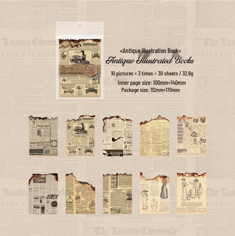 Retro Burned Pages Diary: DIY Decorative Material - 30 Sheets